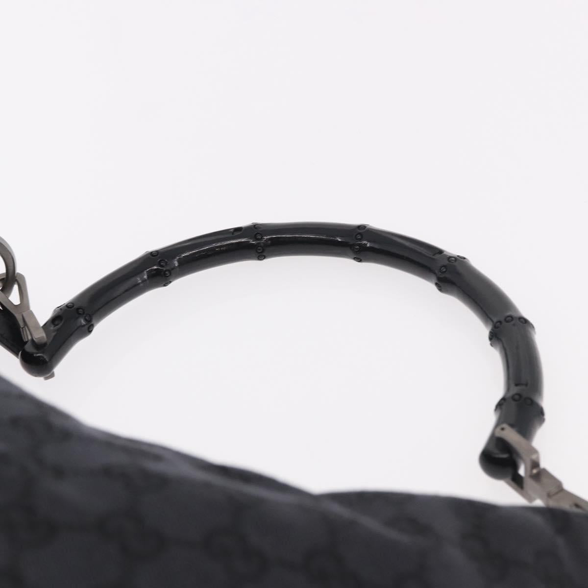 GUCCI Bamboo GG Canvas Shoulder Bag Black Silver 000 0531 Auth 189053A