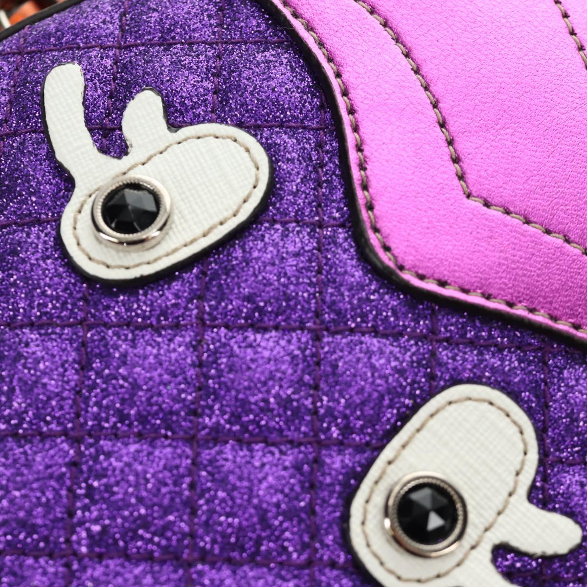 GUCCI Children's Pineapple Shoulder Bag Leather Purple Silver Auth 189054SAM
