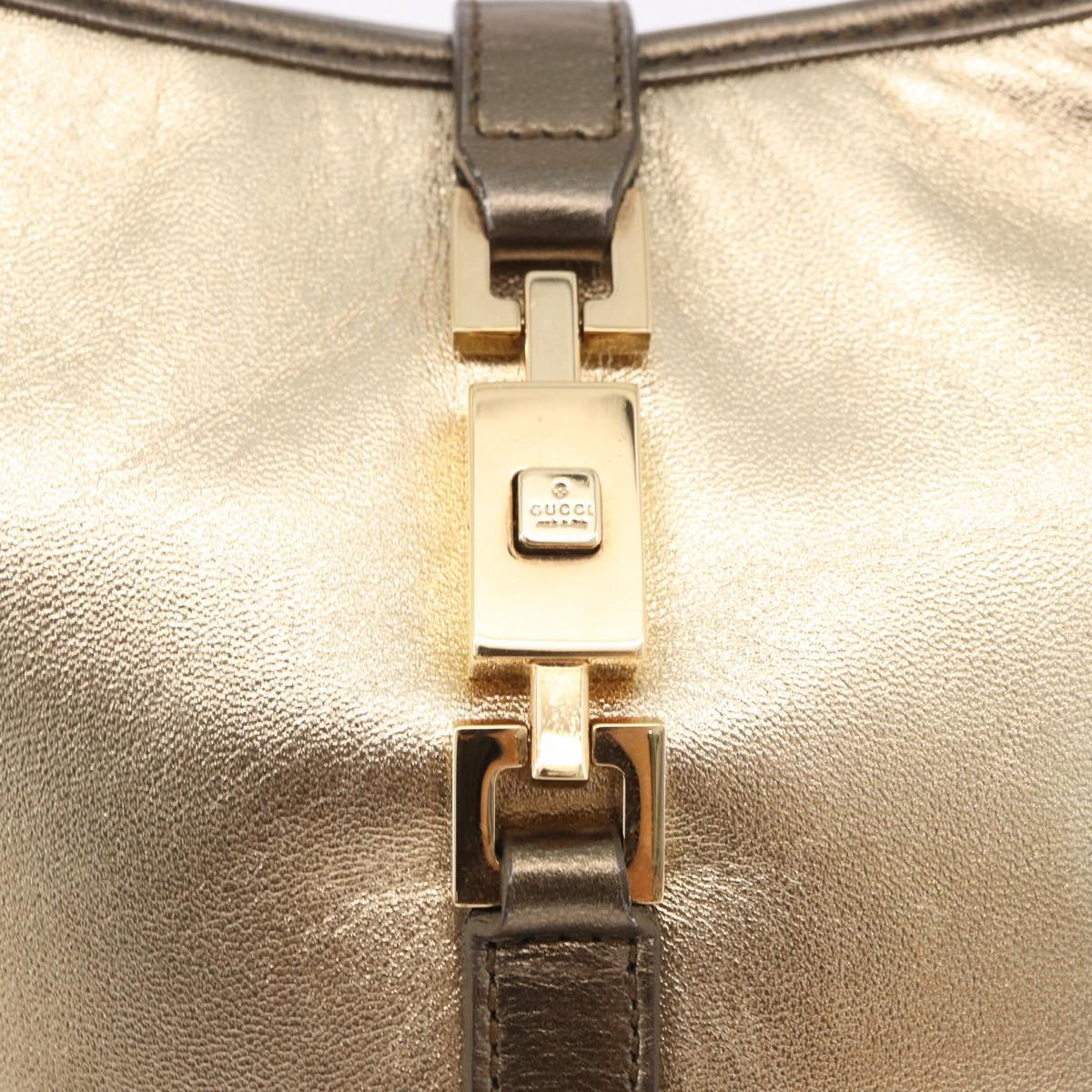 GUCCI Jackie Hand Pouch Leather Gold 005 0775 Auth 189055V