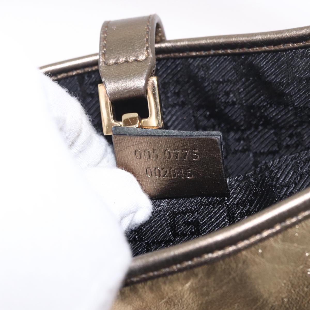 GUCCI Jackie Hand Pouch Leather Gold 005 0775 Auth 189055V