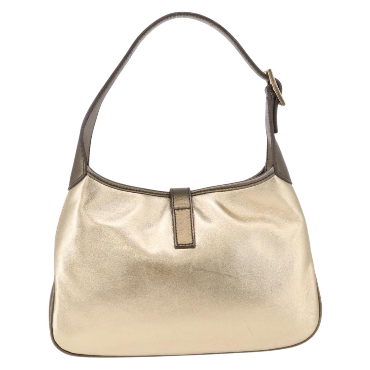 GUCCI Jackie Hand Pouch Leather Gold 005 0775 Auth 189055V