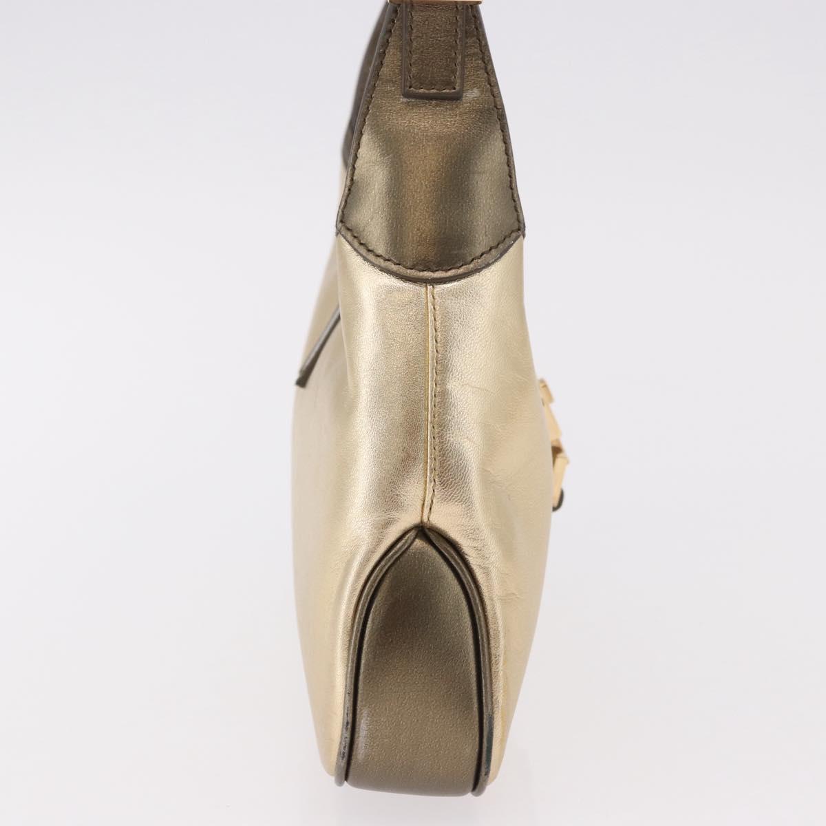 GUCCI Jackie Hand Pouch Leather Gold 005 0775 Auth 189055V