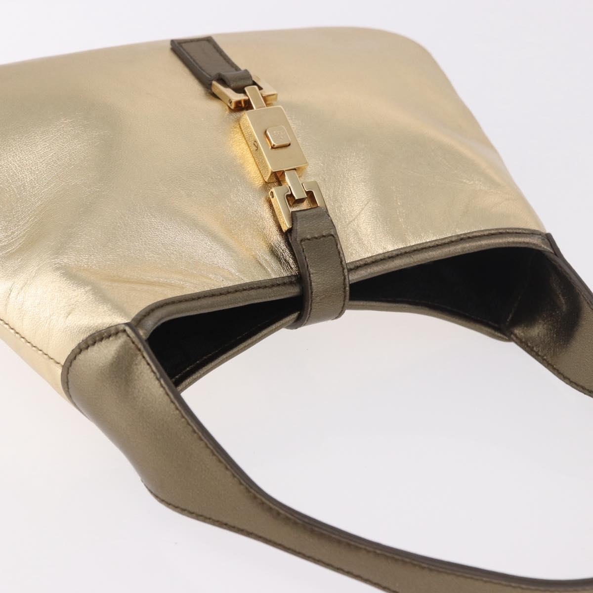 GUCCI Jackie Hand Pouch Leather Gold 005 0775 Auth 189055V
