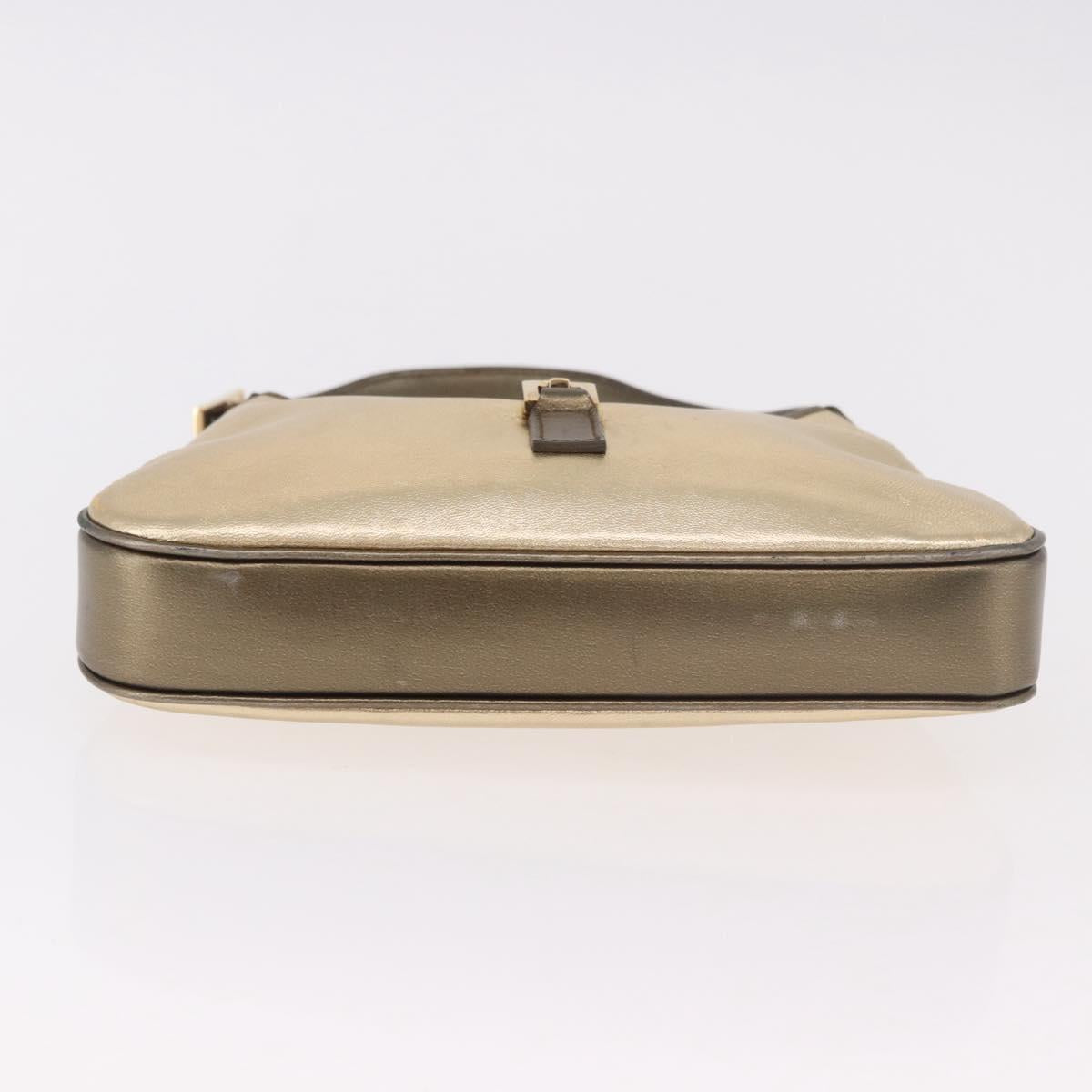 GUCCI Jackie Hand Pouch Leather Gold 005 0775 Auth 189055V
