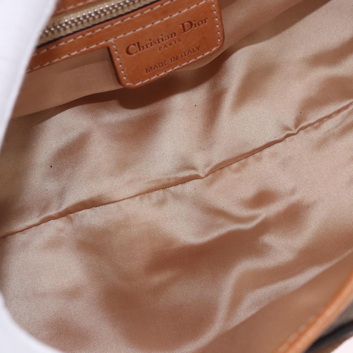 Christian Dior Trotter Canvas Romantic Chain Bag PVC Brown Silver Auth 189056