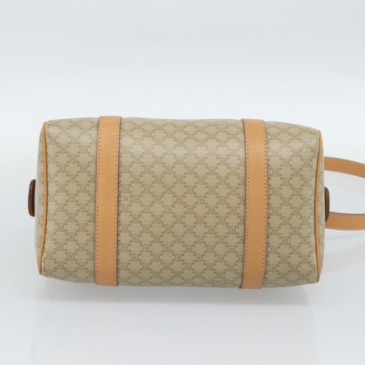 CELINE Macadam Canvas Boston Bag PVC 2way Beige Gold Auth 189057A