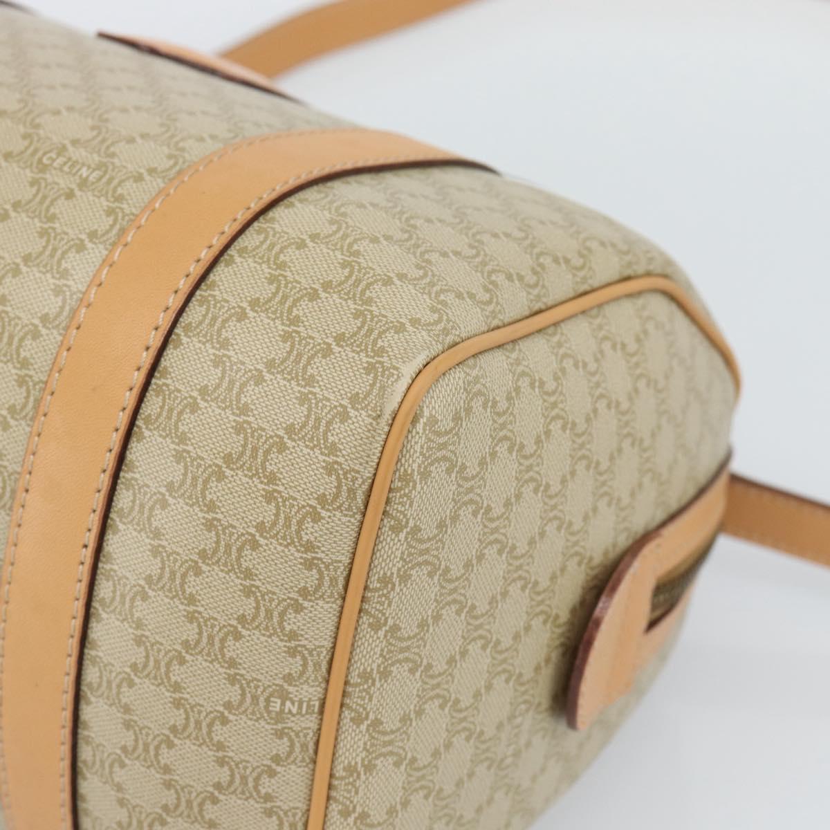 CELINE Macadam Canvas Boston Bag PVC 2way Beige Gold Auth 189057A
