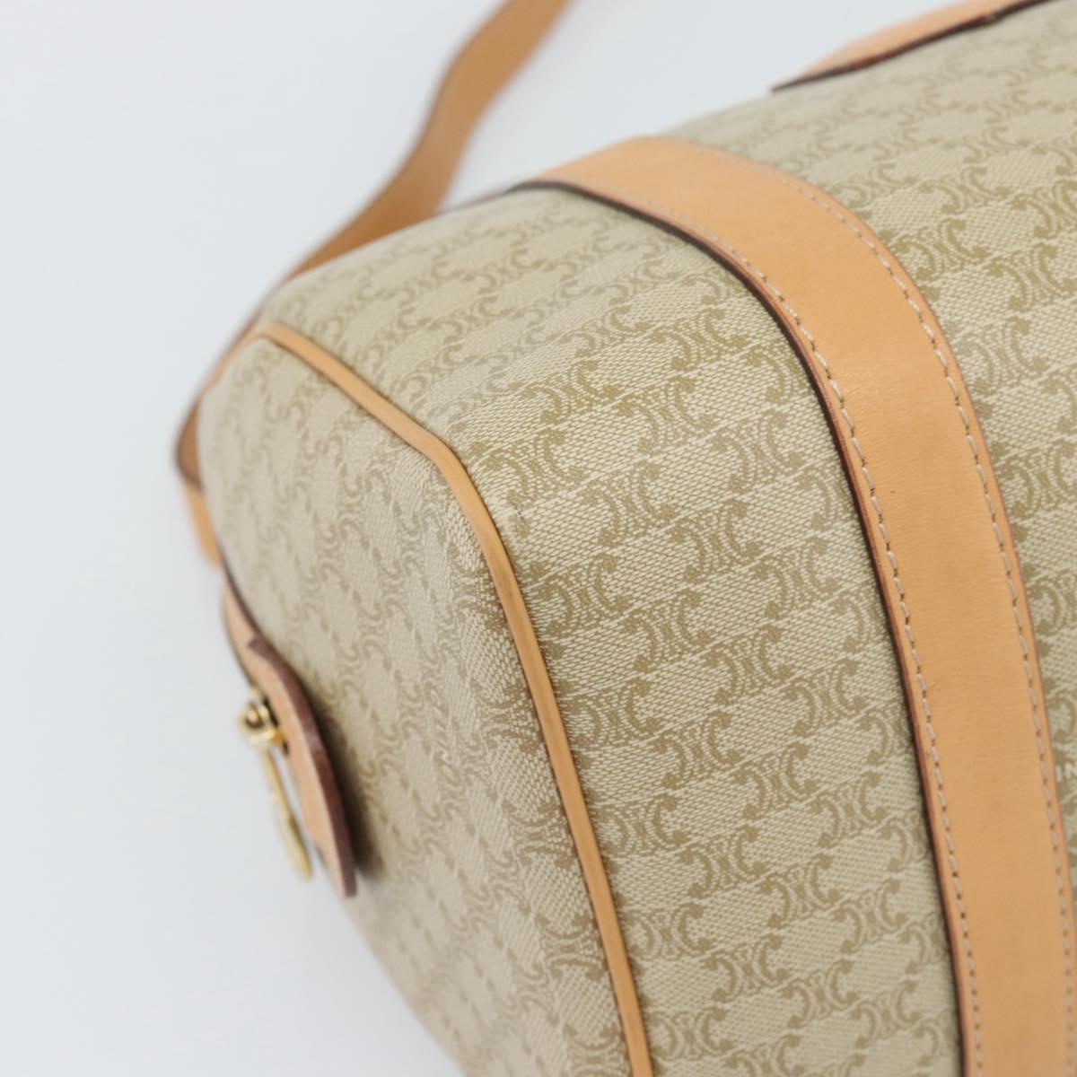 CELINE Macadam Canvas Boston Bag PVC 2way Beige Gold Auth 189057A