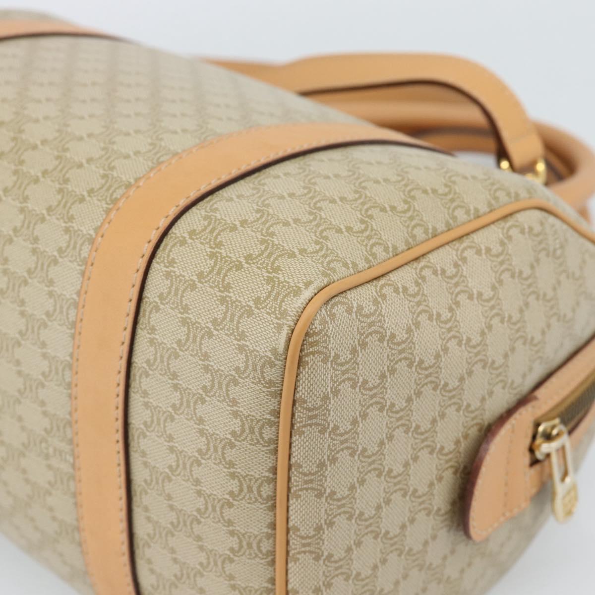 CELINE Macadam Canvas Boston Bag PVC 2way Beige Gold Auth 189057A