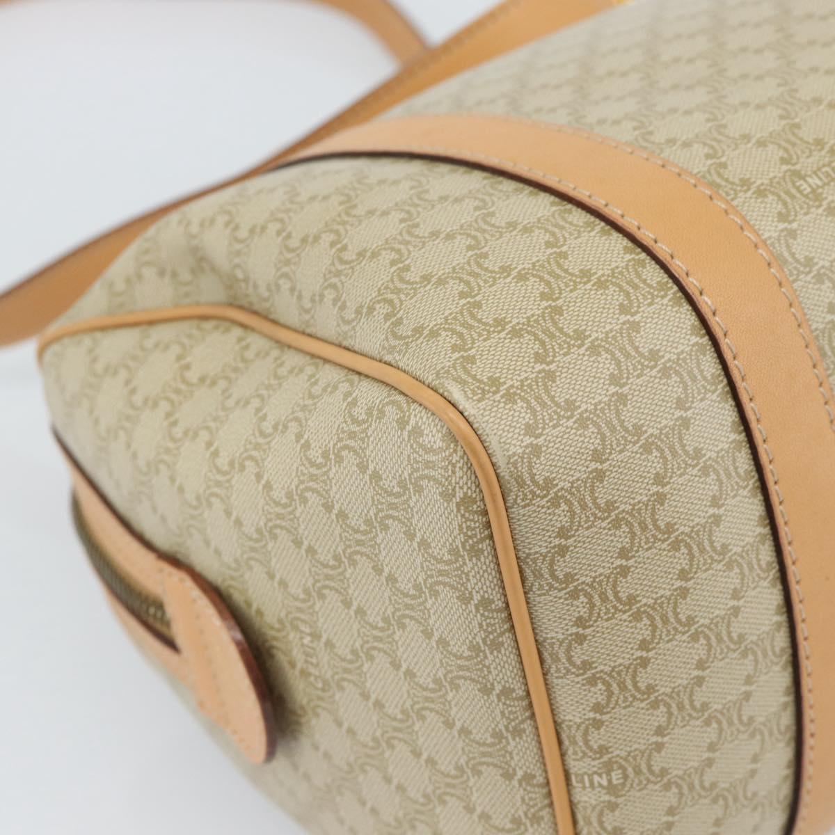CELINE Macadam Canvas Boston Bag PVC 2way Beige Gold Auth 189057A