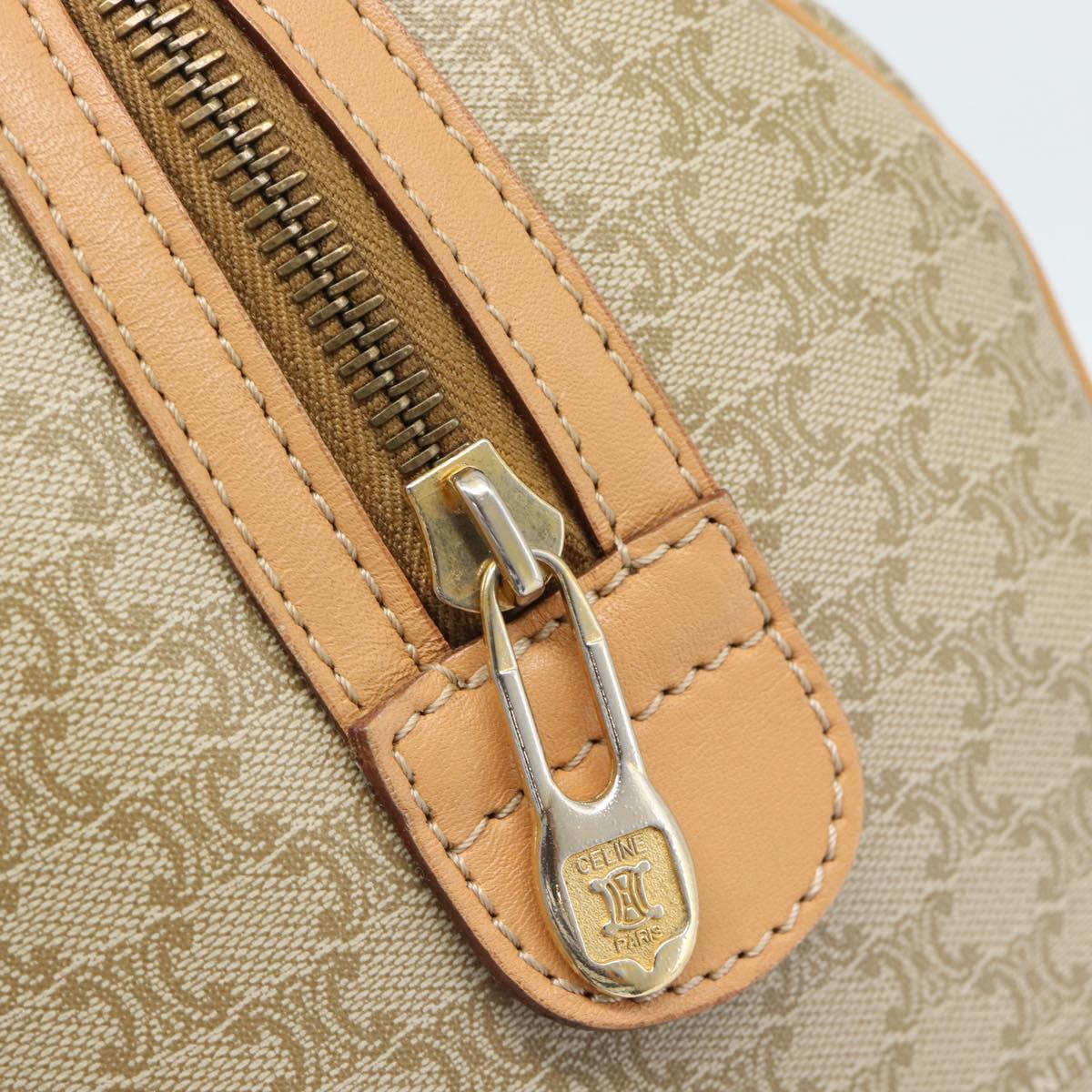 CELINE Macadam Canvas Boston Bag PVC 2way Beige Gold Auth 189057A