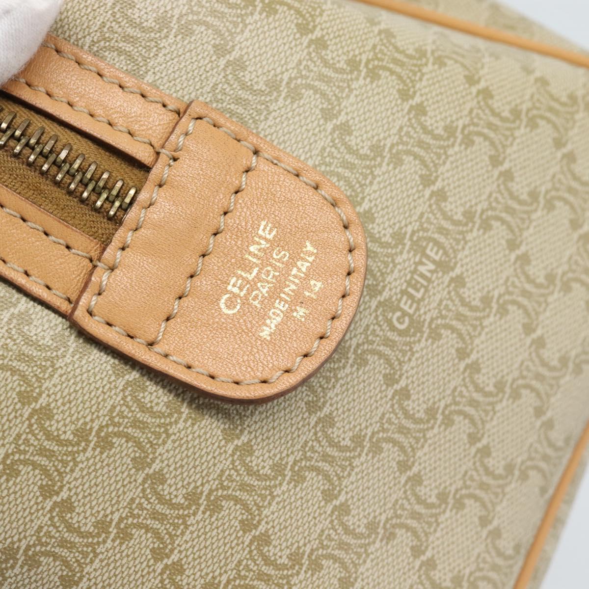 CELINE Macadam Canvas Boston Bag PVC 2way Beige Gold Auth 189057A