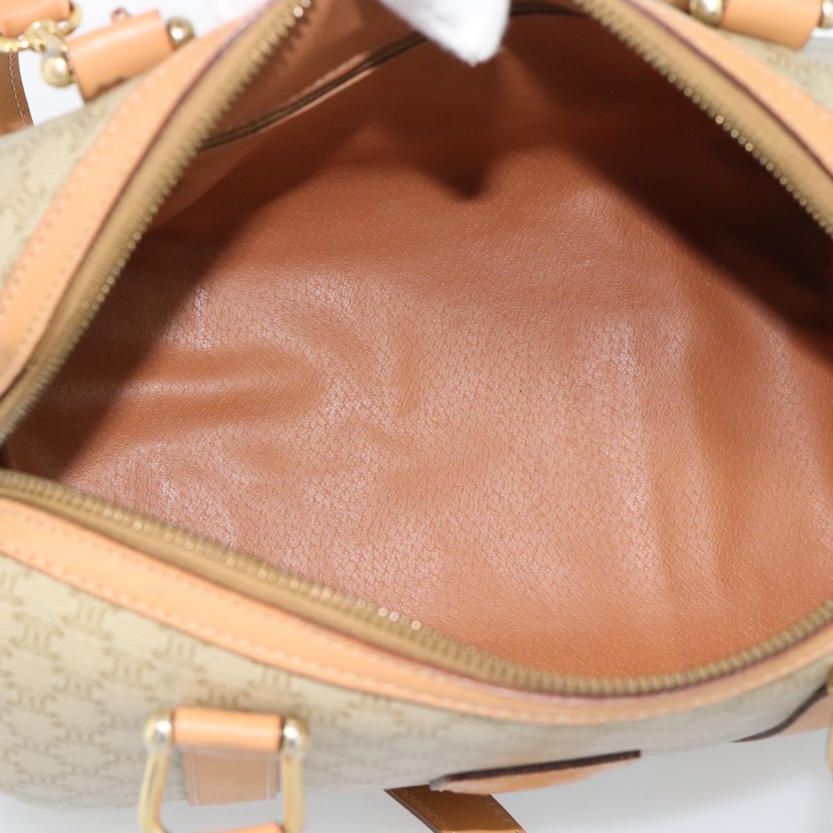 CELINE Macadam Canvas Boston Bag PVC 2way Beige Gold Auth 189057A