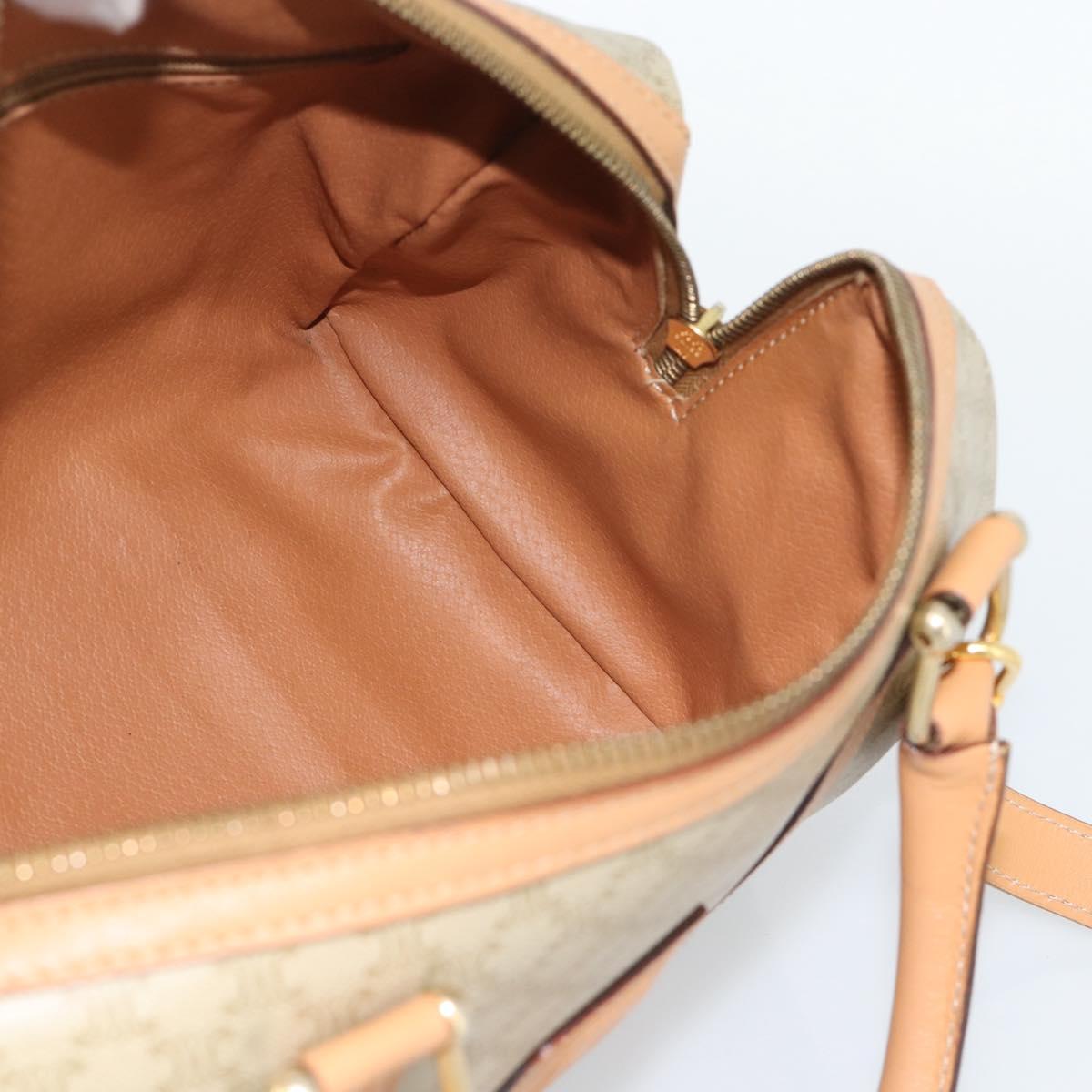 CELINE Macadam Canvas Boston Bag PVC 2way Beige Gold Auth 189057A