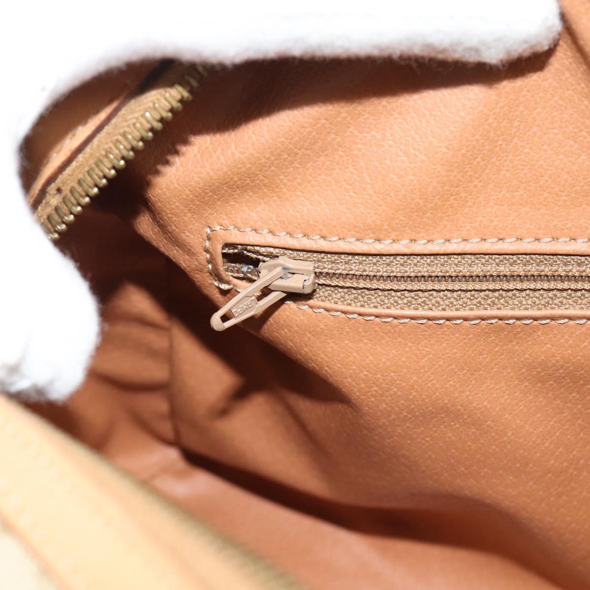 CELINE Macadam Canvas Boston Bag PVC 2way Beige Gold Auth 189057A