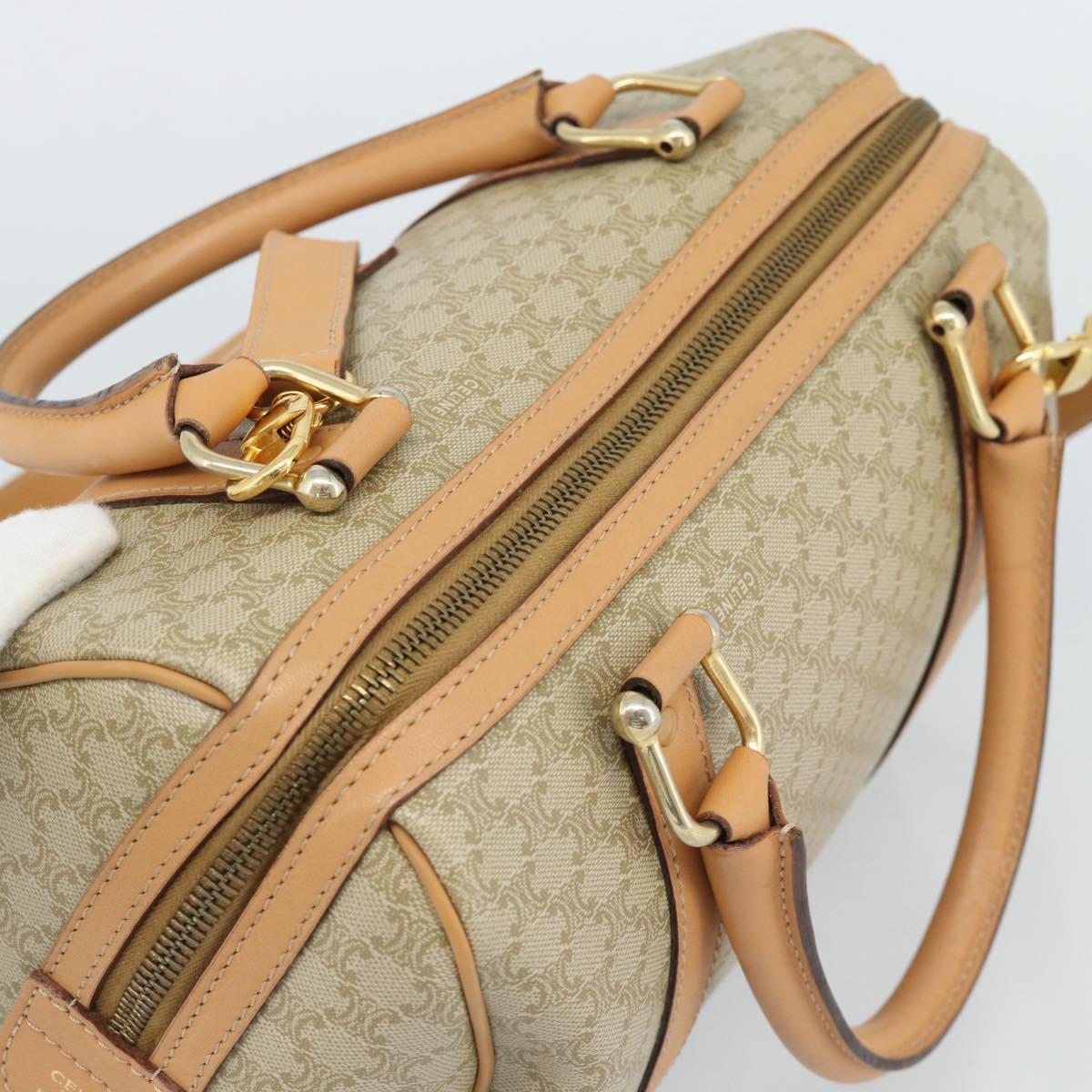 CELINE Macadam Canvas Boston Bag PVC 2way Beige Gold Auth 189057A