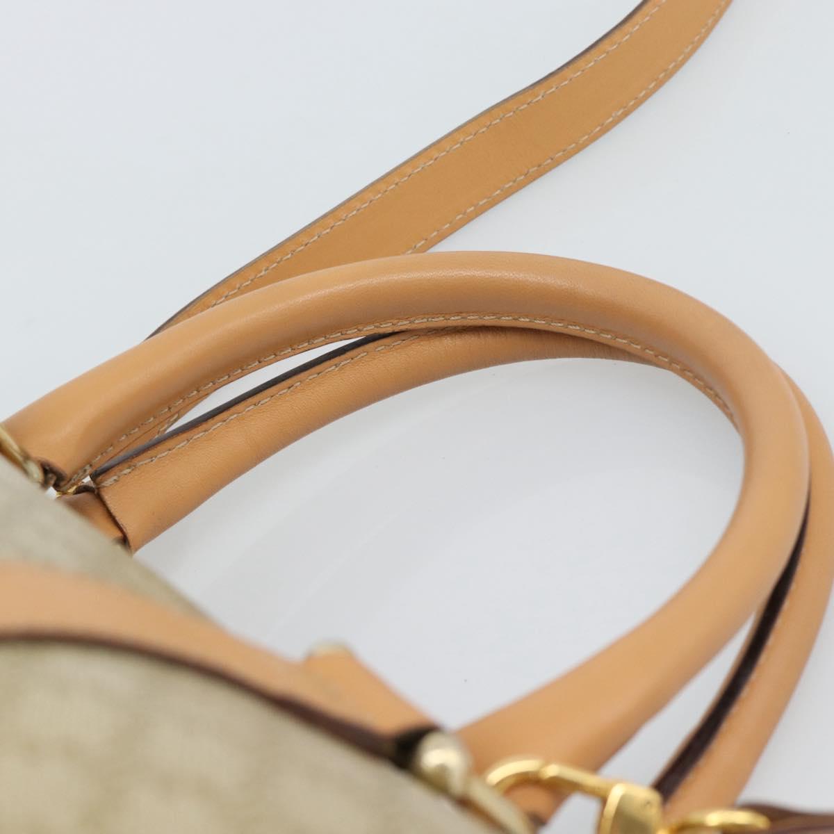 CELINE Macadam Canvas Boston Bag PVC 2way Beige Gold Auth 189057A