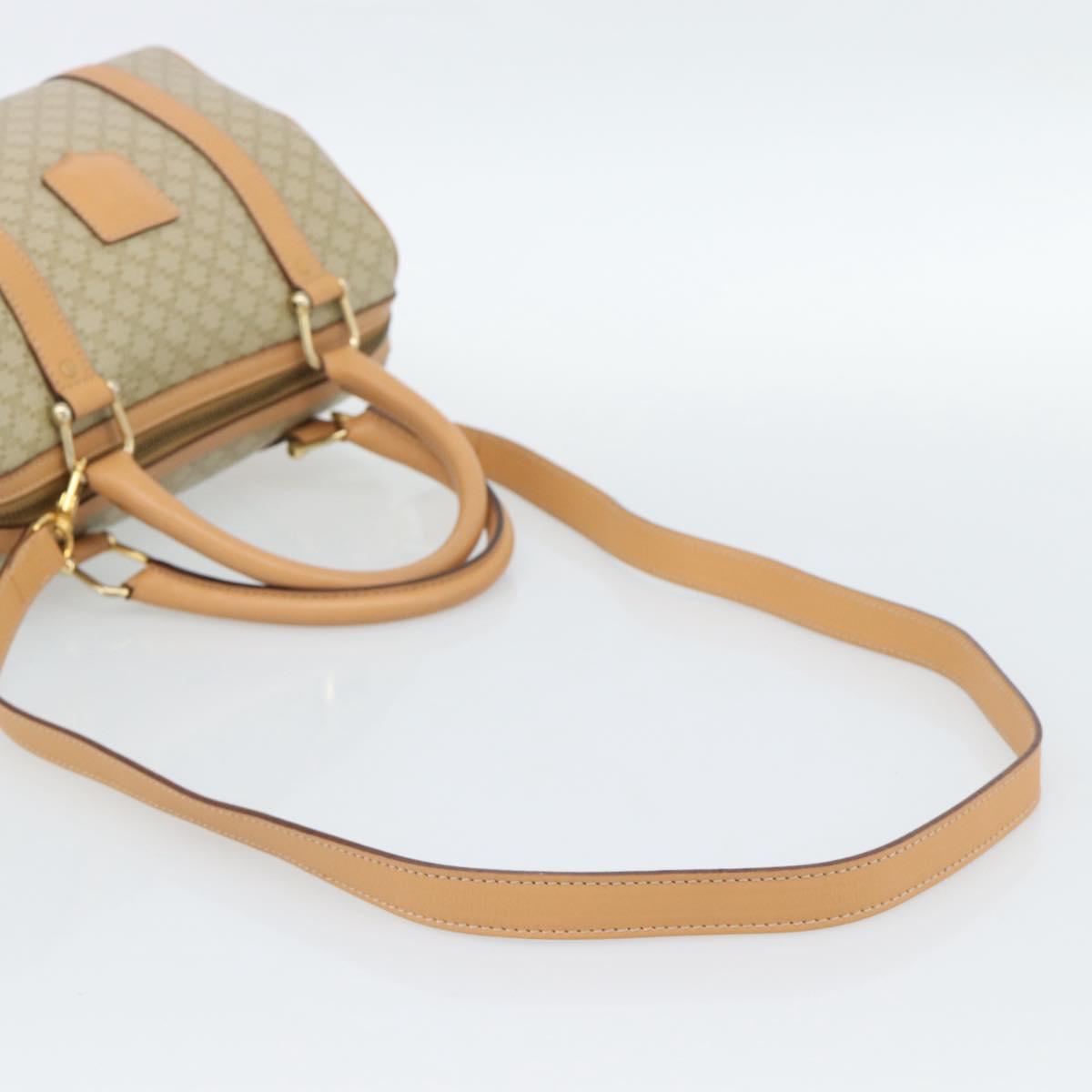 CELINE Macadam Canvas Boston Bag PVC 2way Beige Gold Auth 189057A