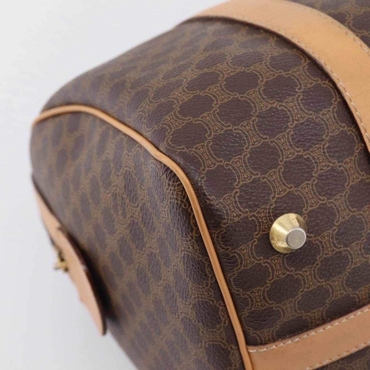 CELINE Macadam Canvas Boston Bag PVC Leather 2way Brown Gold Auth 189058