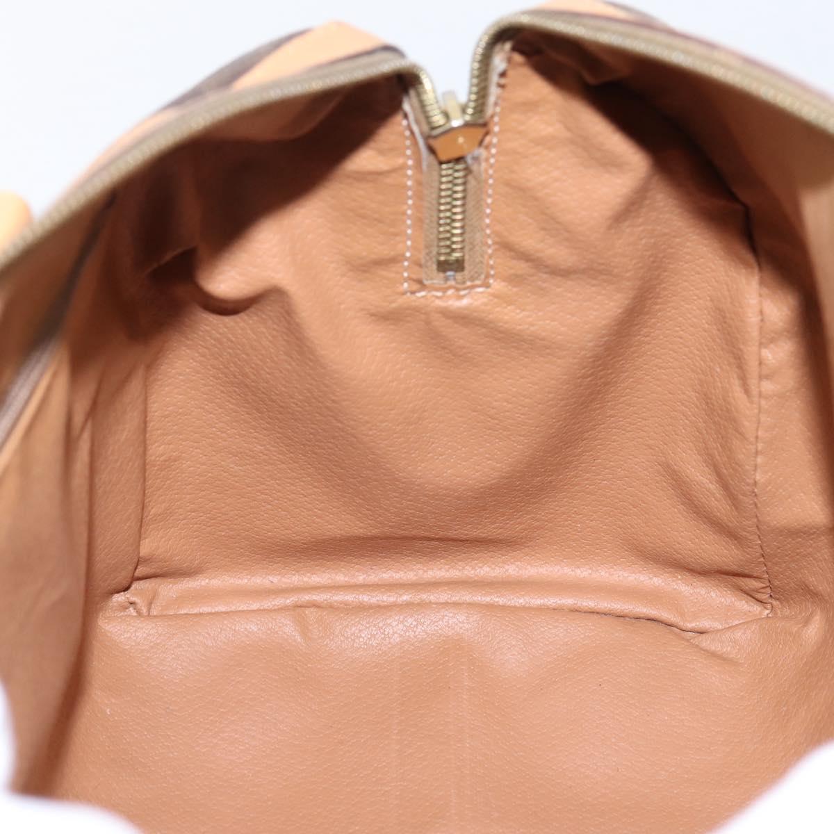 CELINE Macadam Canvas Boston Bag PVC Leather 2way Brown Gold Auth 189058