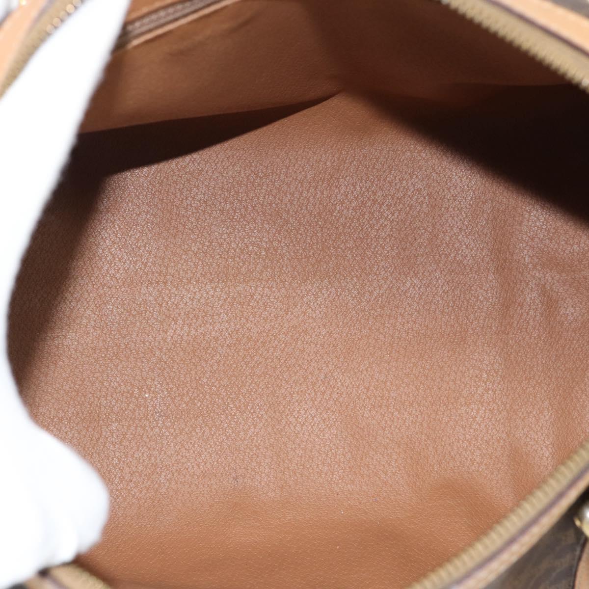 CELINE Macadam Canvas Boston Bag PVC Leather 2way Brown Gold Auth 189058A