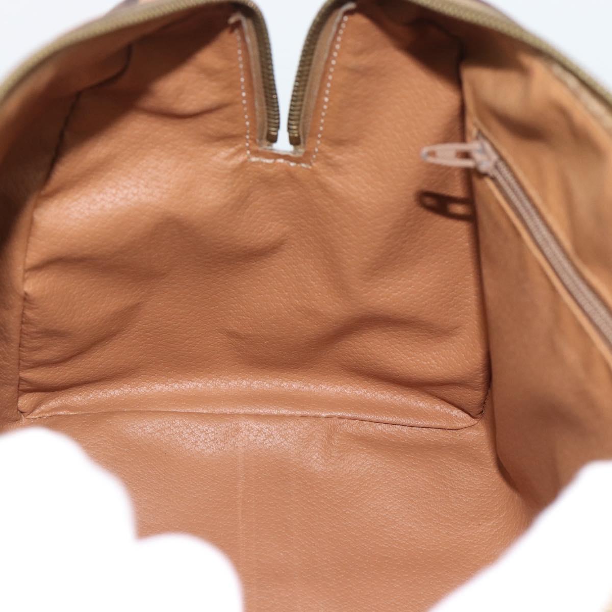 CELINE Macadam Canvas Boston Bag PVC Leather 2way Brown Gold Auth 189058A