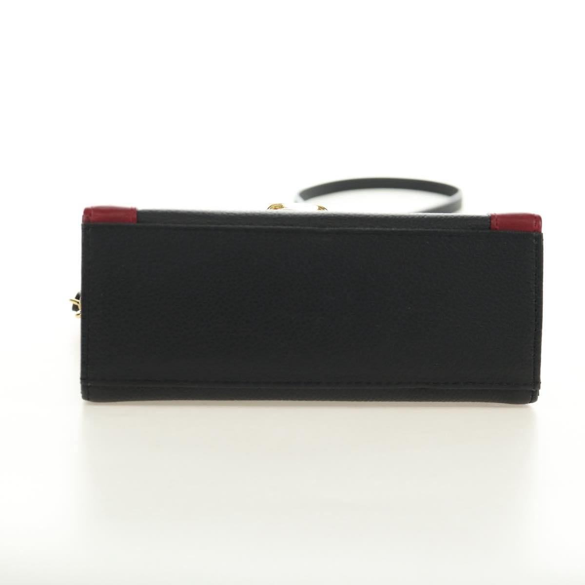SAINT LAURENT Hand Bag Leather 2way Black Gold Auth 189059A