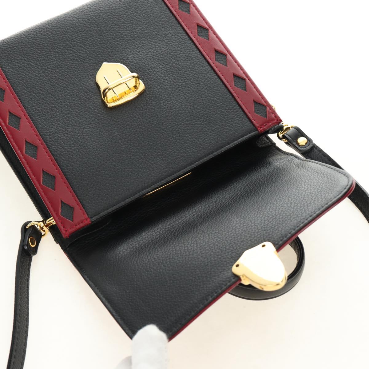 SAINT LAURENT Hand Bag Leather 2way Black Gold Auth 189059A