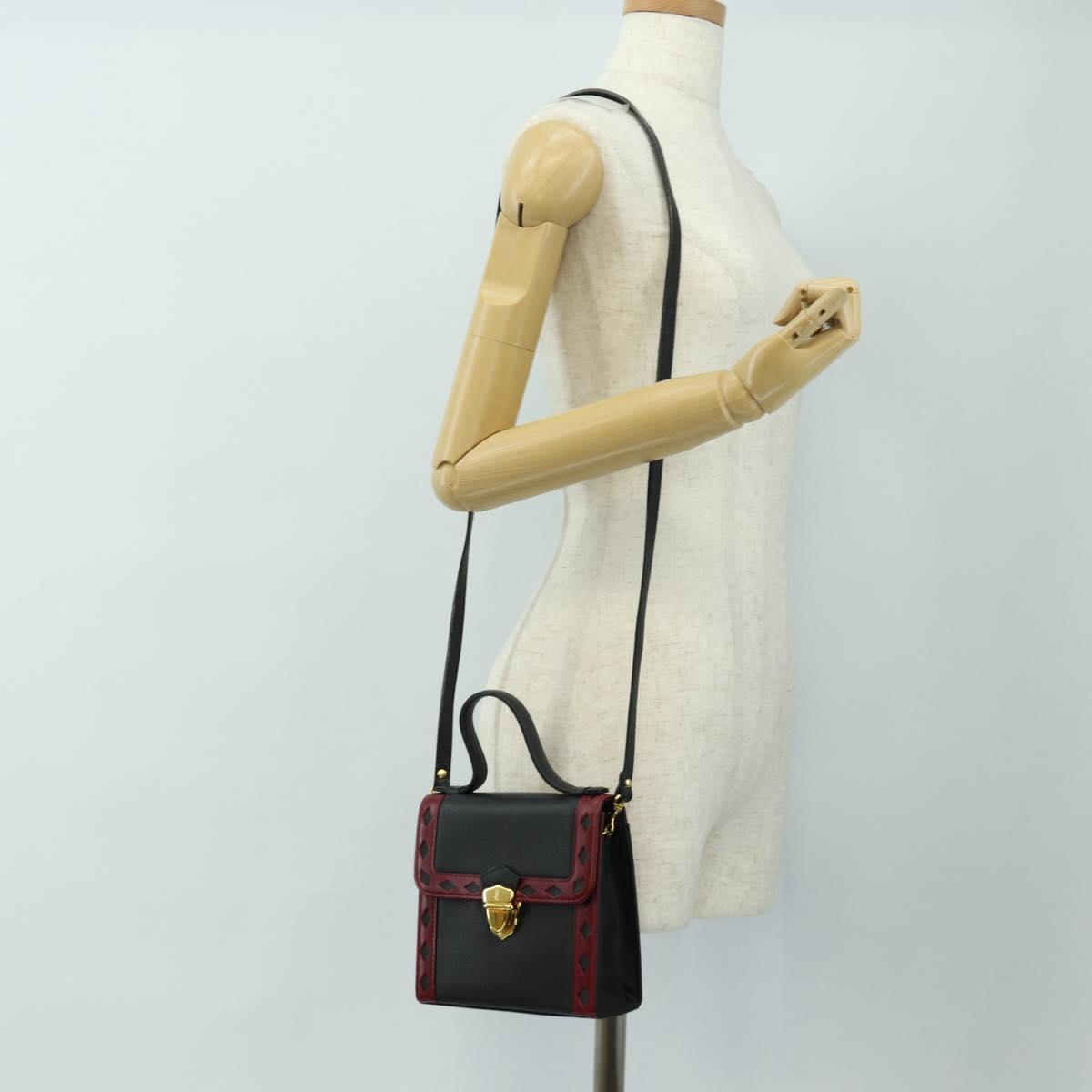SAINT LAURENT Hand Bag Leather 2way Black Gold Auth 189059A