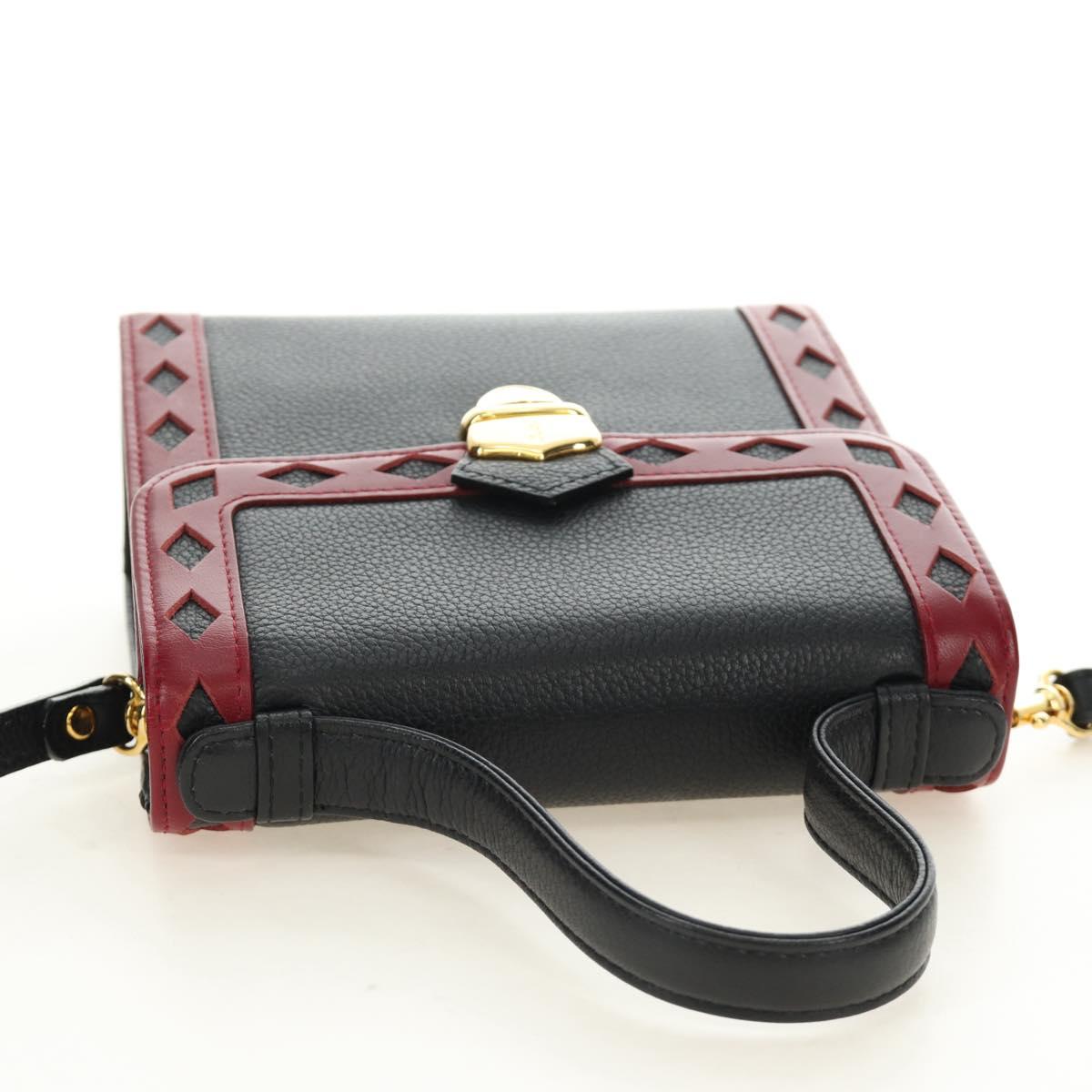 SAINT LAURENT Hand Bag Leather 2way Black Gold Auth 189059A