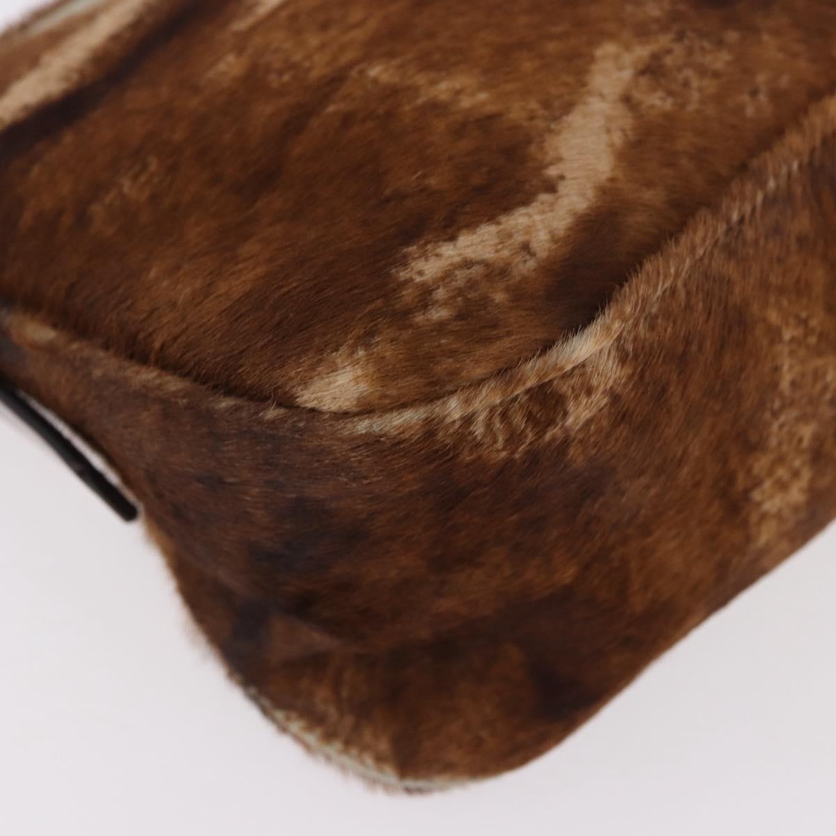 FENDI Mamma Baguette Shoulder Bag Harako leather Brown Silver Auth 189060A