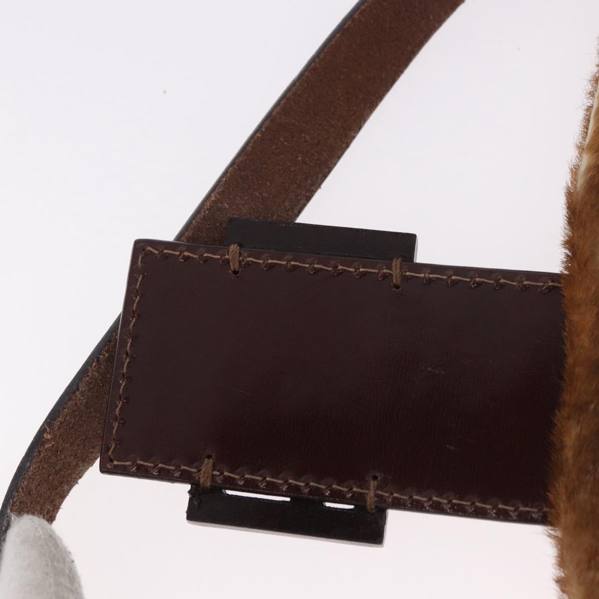 FENDI Mamma Baguette Shoulder Bag Harako leather Brown Silver Auth 189060A
