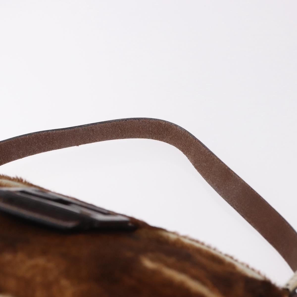 FENDI Mamma Baguette Shoulder Bag Harako leather Brown Silver Auth 189060A