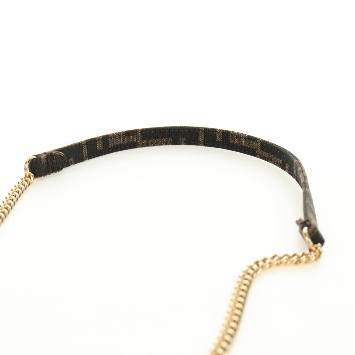 FENDI Chain Zucca Canvas Mamma Baguette Bag 2way Brown Black Auth 189061SV