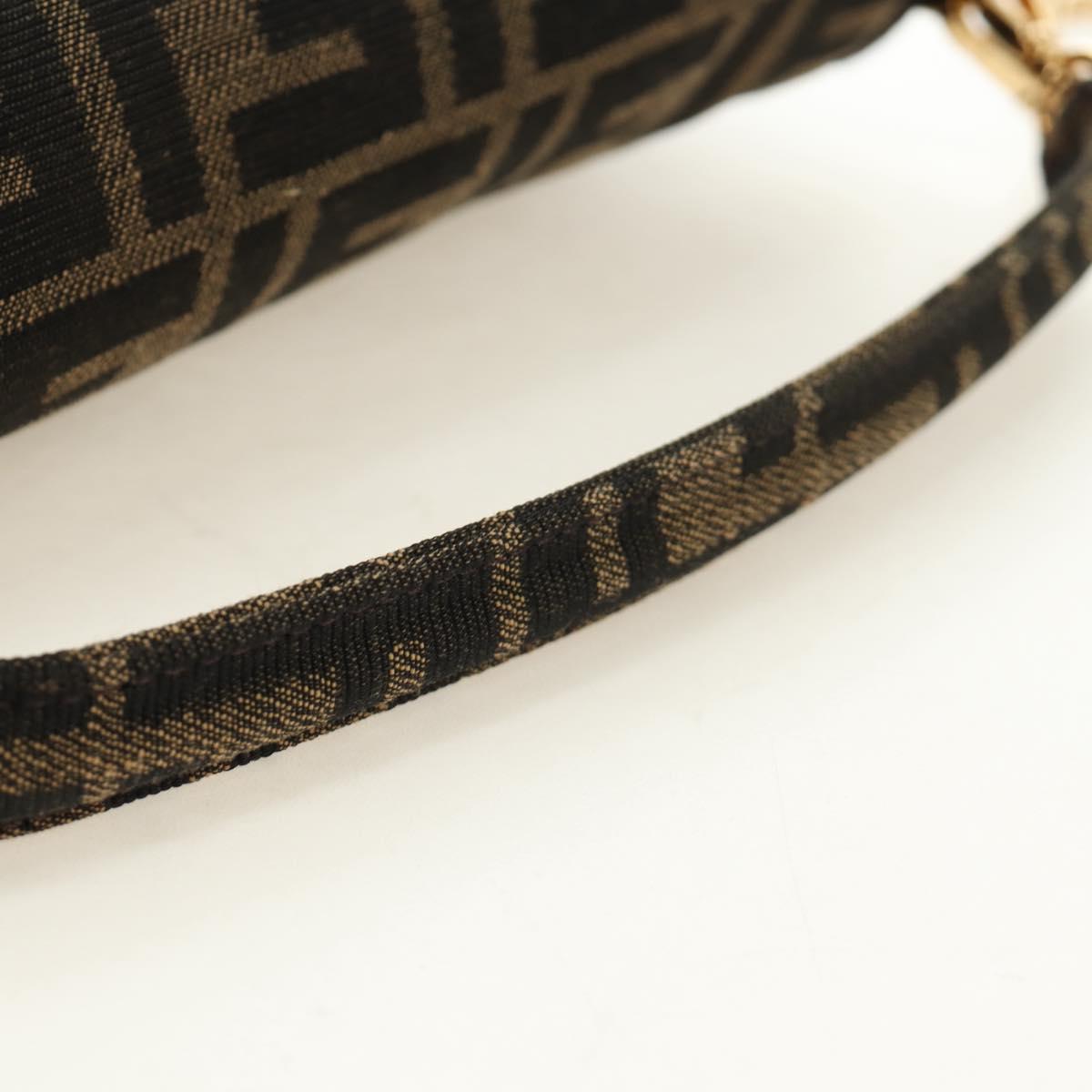 FENDI Chain Zucca Canvas Mamma Baguette Bag 2way Brown Black Auth 189061SV