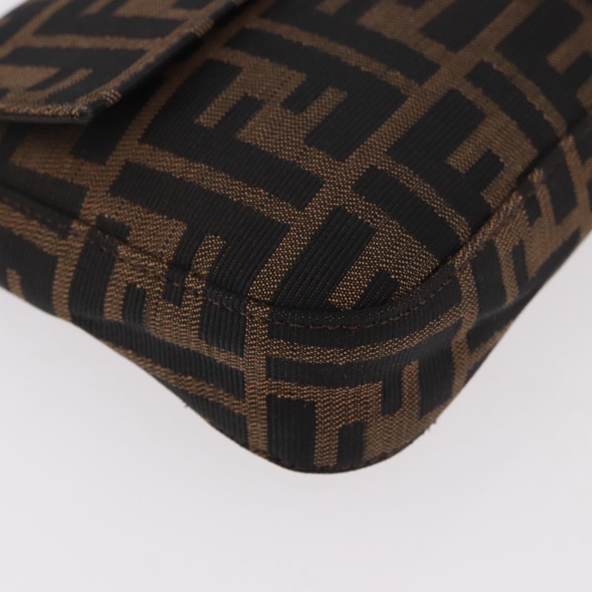 FENDI Zucca Canvas Mamma Baguette Shoulder Bag Black Brown Auth 189064V