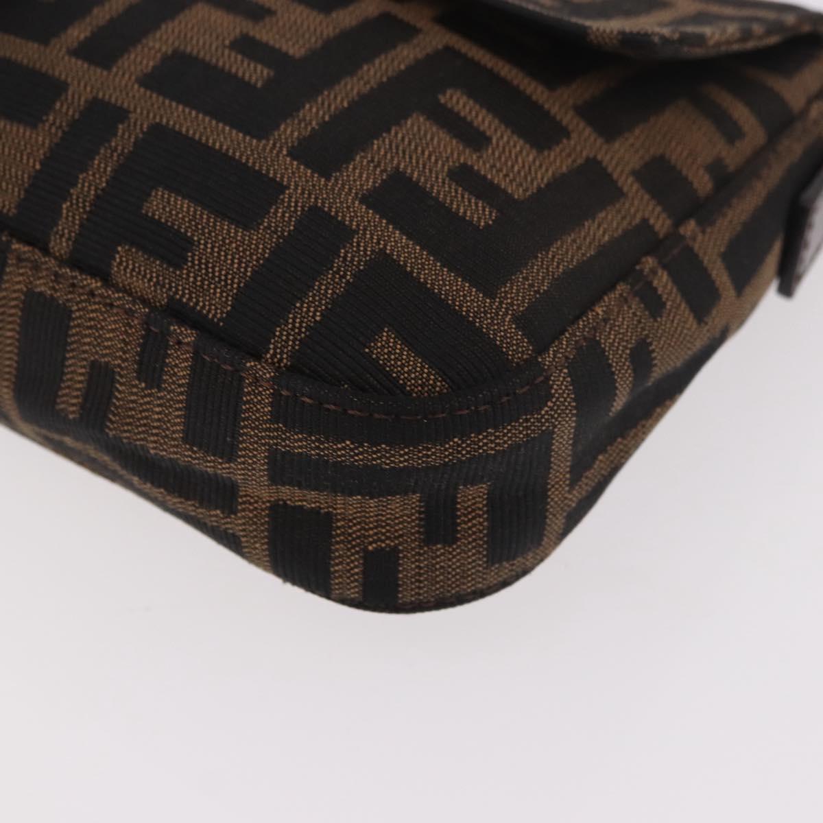 FENDI Zucca Canvas Mamma Baguette Shoulder Bag Black Brown Auth 189064V