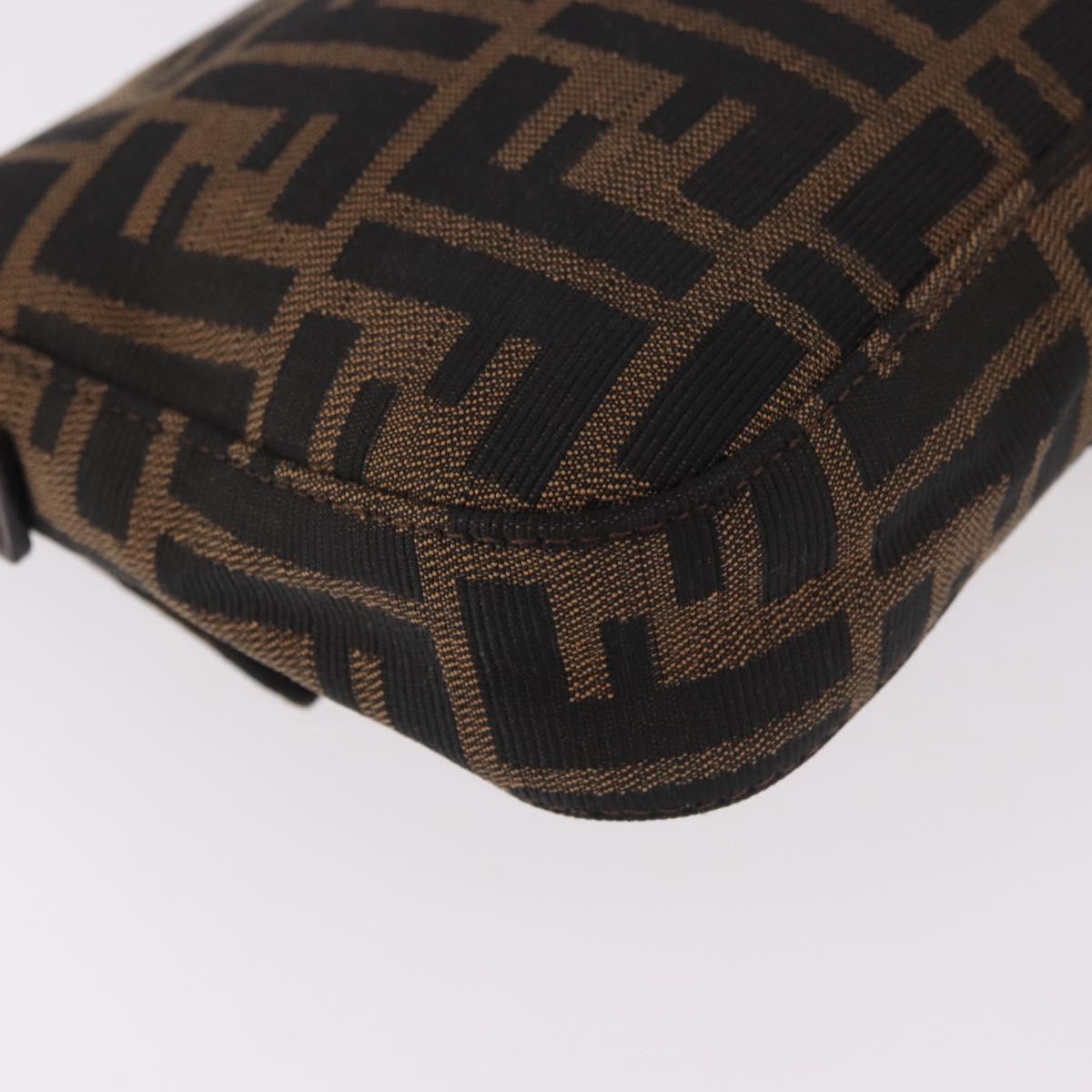 FENDI Zucca Canvas Mamma Baguette Shoulder Bag Black Brown Auth 189064V