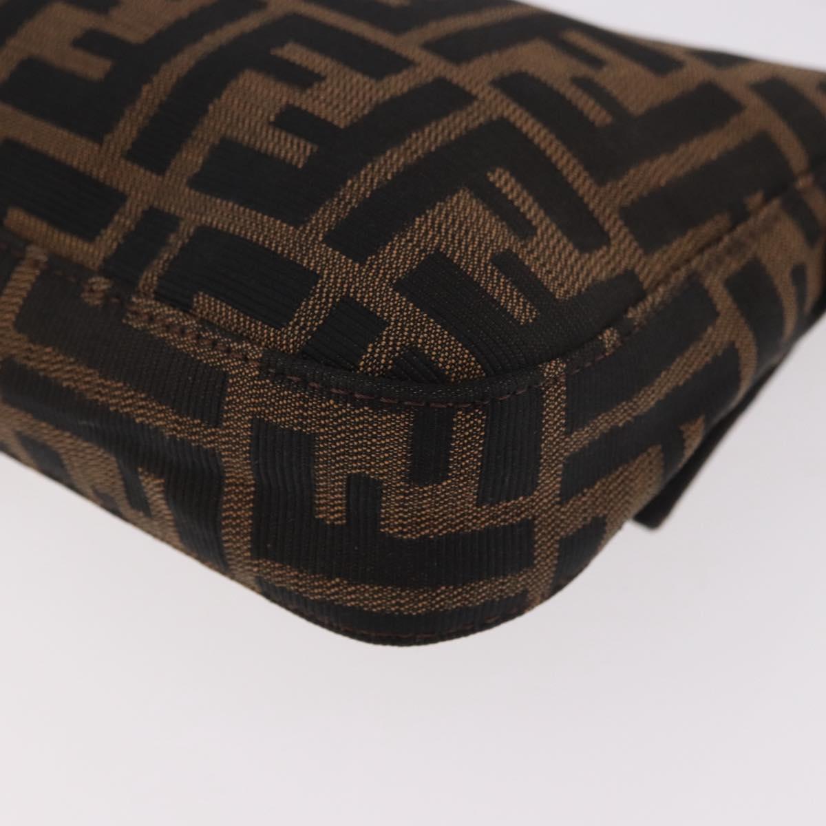 FENDI Zucca Canvas Mamma Baguette Shoulder Bag Black Brown Auth 189064V