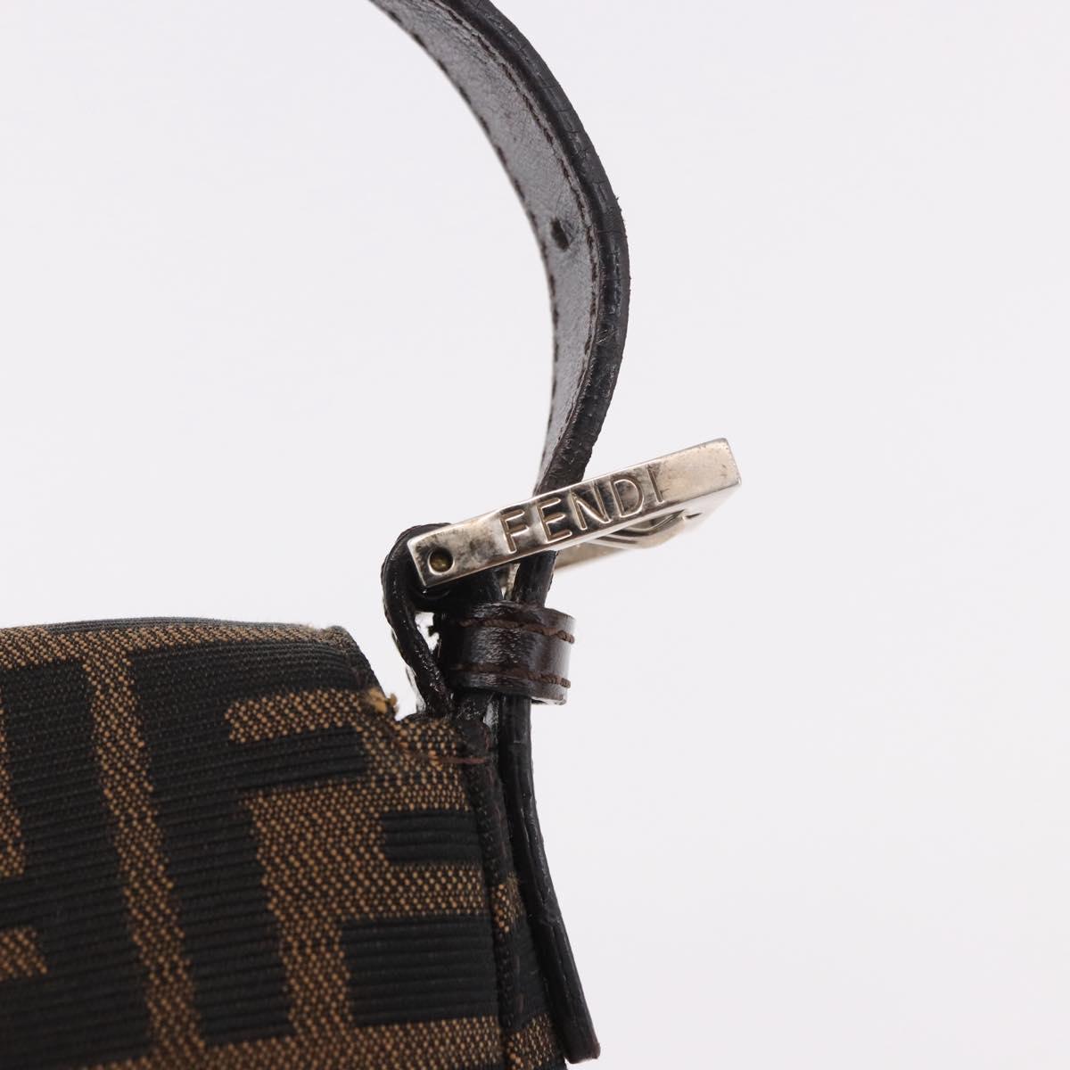 FENDI Zucca Canvas Mamma Baguette Shoulder Bag Black Brown Auth 189064V
