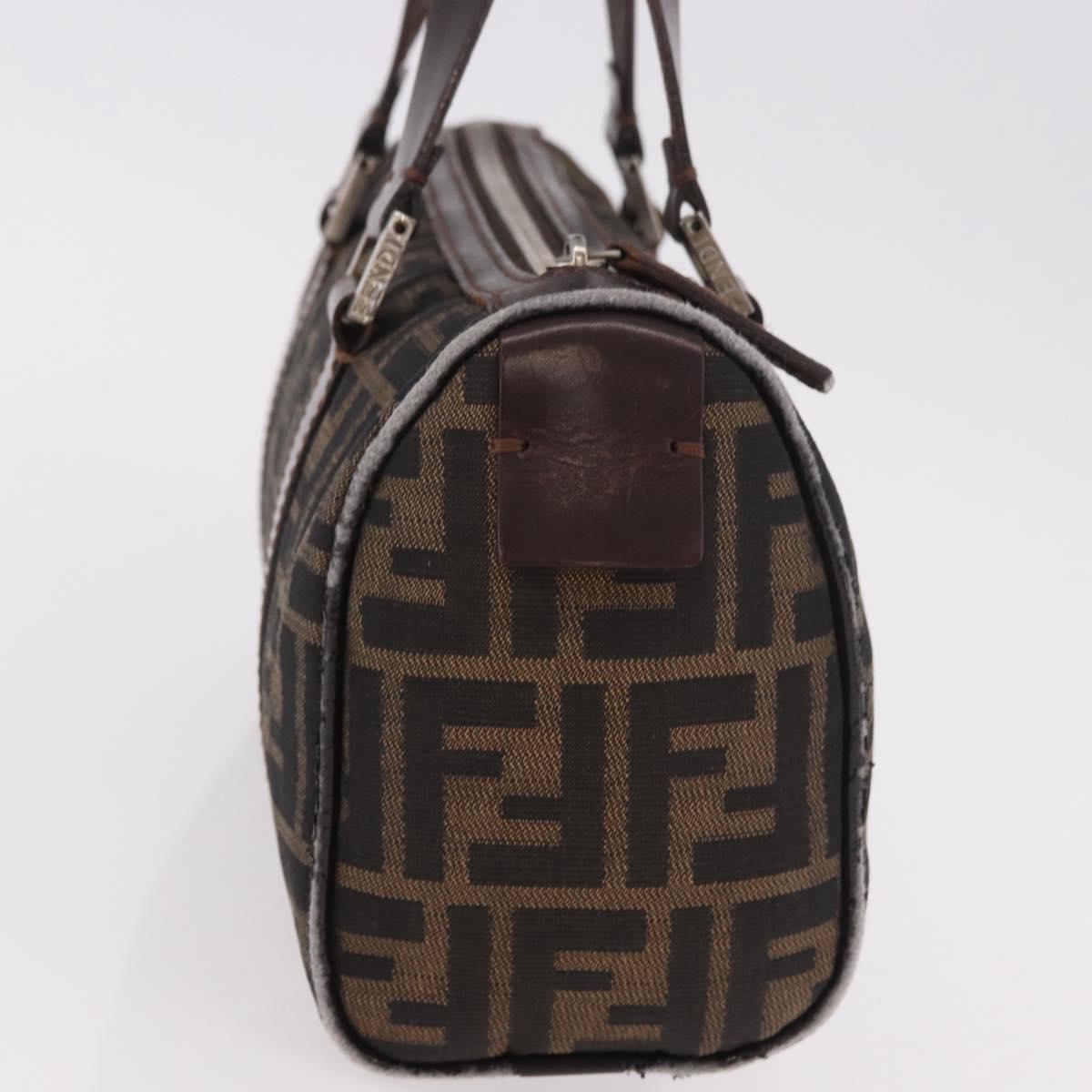 FENDI Zucca Canvas Hand Bag Black Brown Auth 189065