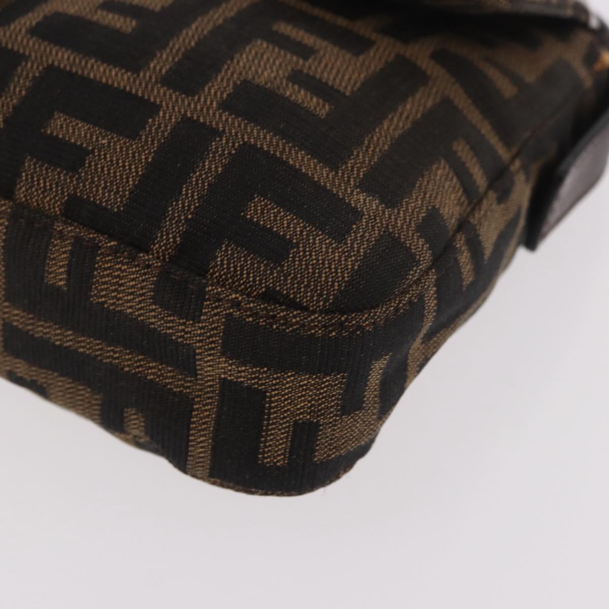 FENDI Zucca Canvas Mamma Baguette Shoulder Bag Black Brown Auth 189067V