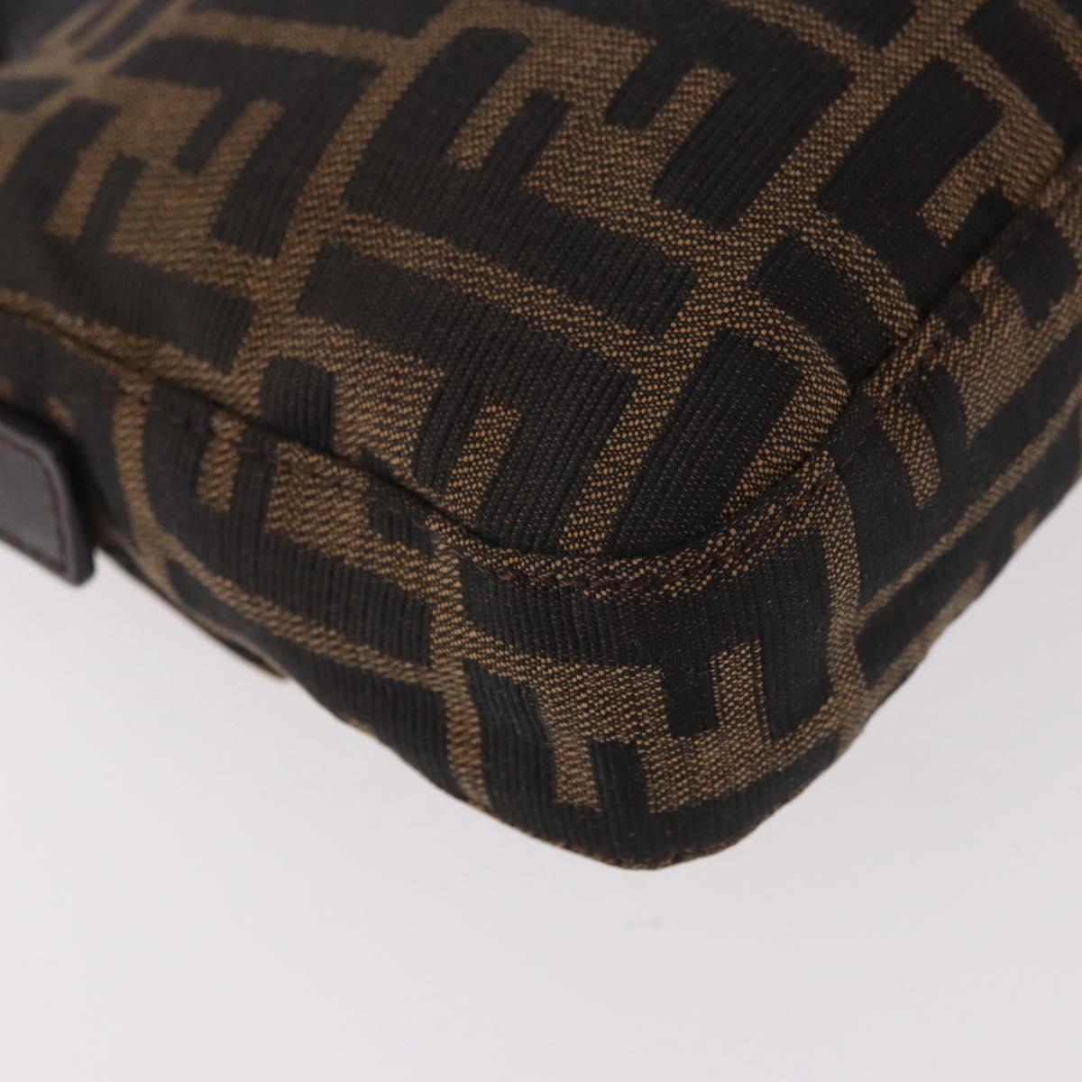 FENDI Zucca Canvas Mamma Baguette Shoulder Bag Black Brown Auth 189067V