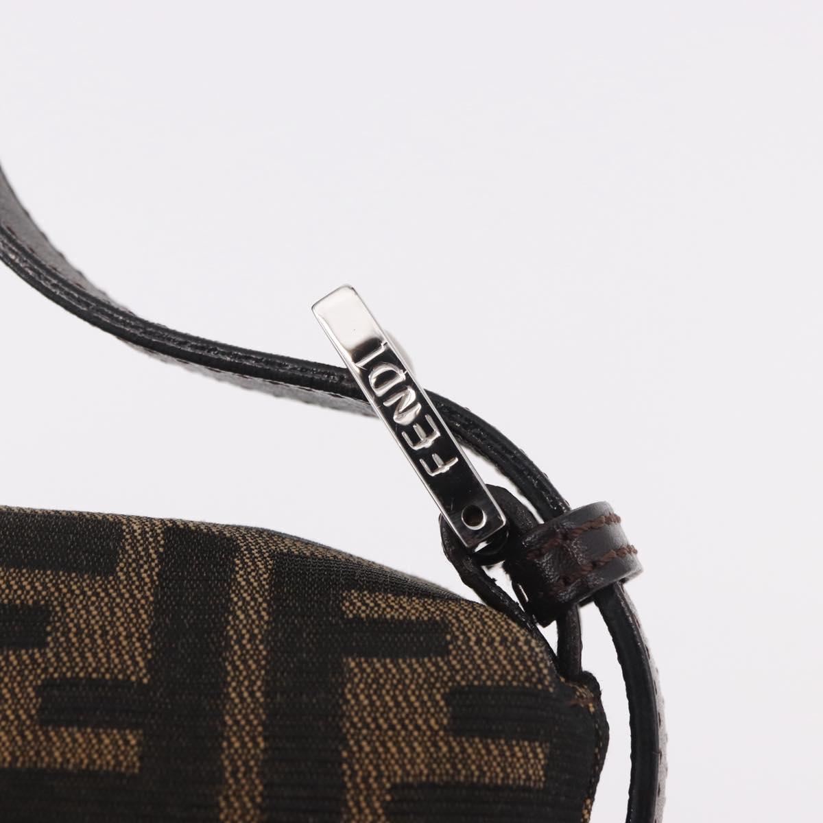 FENDI Zucca Canvas Mamma Baguette Shoulder Bag Black Brown Auth 189067V