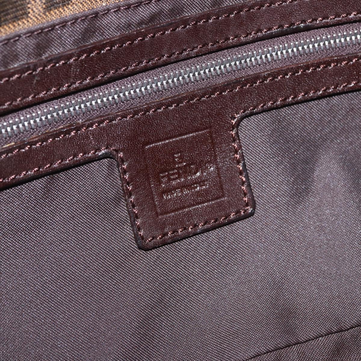 FENDI Zucca Canvas Mamma Baguette Shoulder Bag Black Brown Auth 189067V