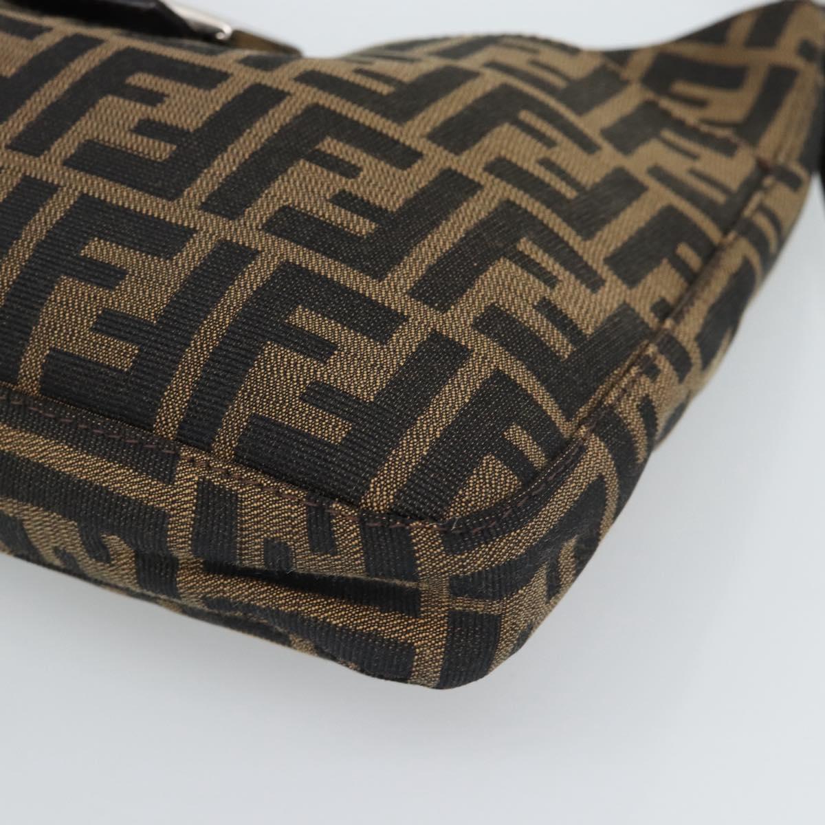 FENDI Zucca Canvas Mamma Baguette Shoulder Bag Black Brown Auth 189068V