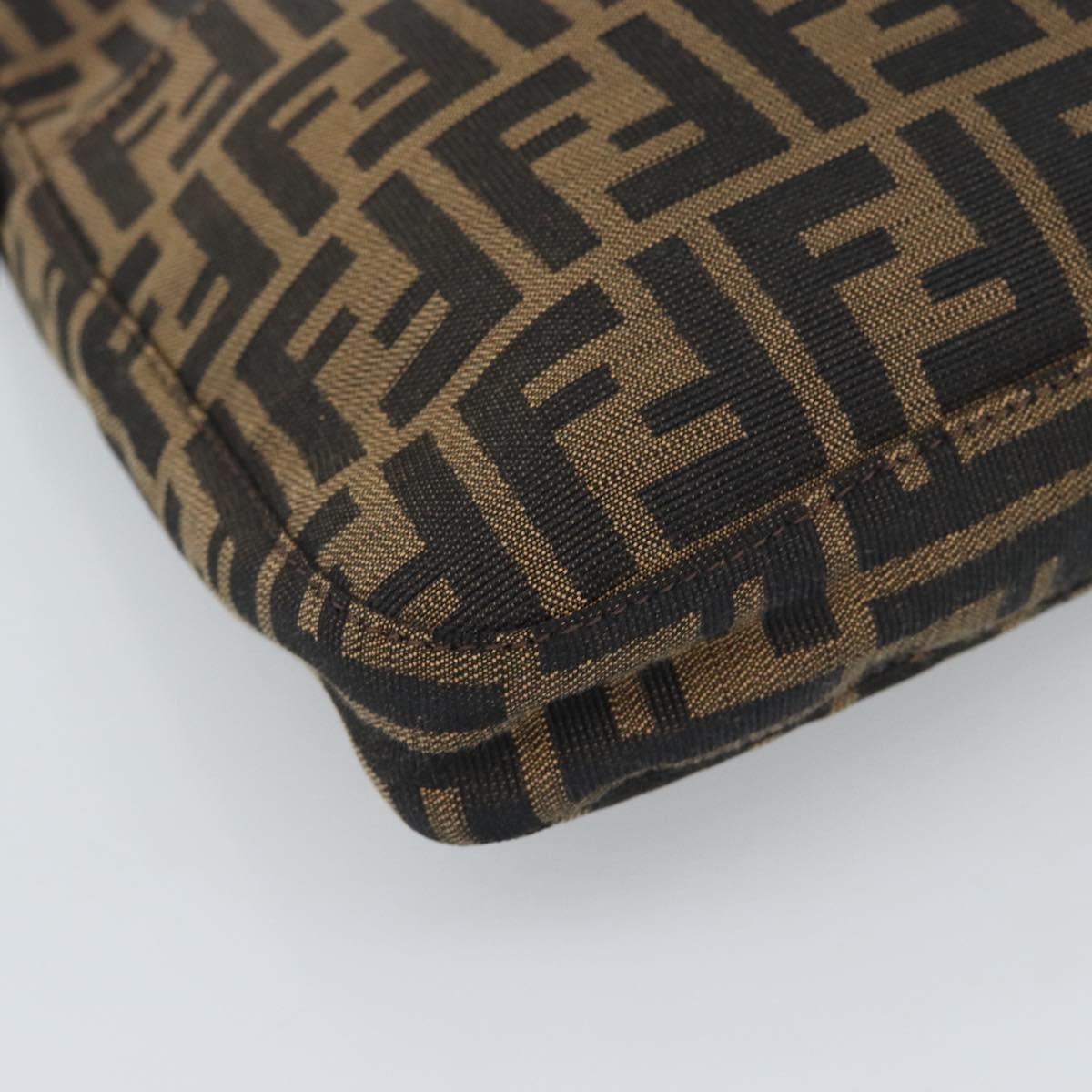 FENDI Zucca Canvas Mamma Baguette Shoulder Bag Black Brown Auth 189068V
