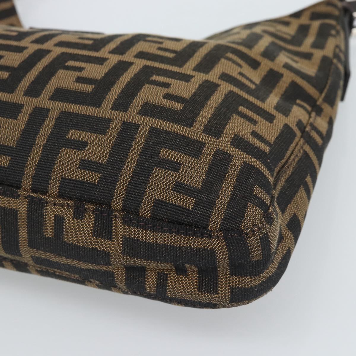 FENDI Zucca Canvas Mamma Baguette Shoulder Bag Black Brown Auth 189068V