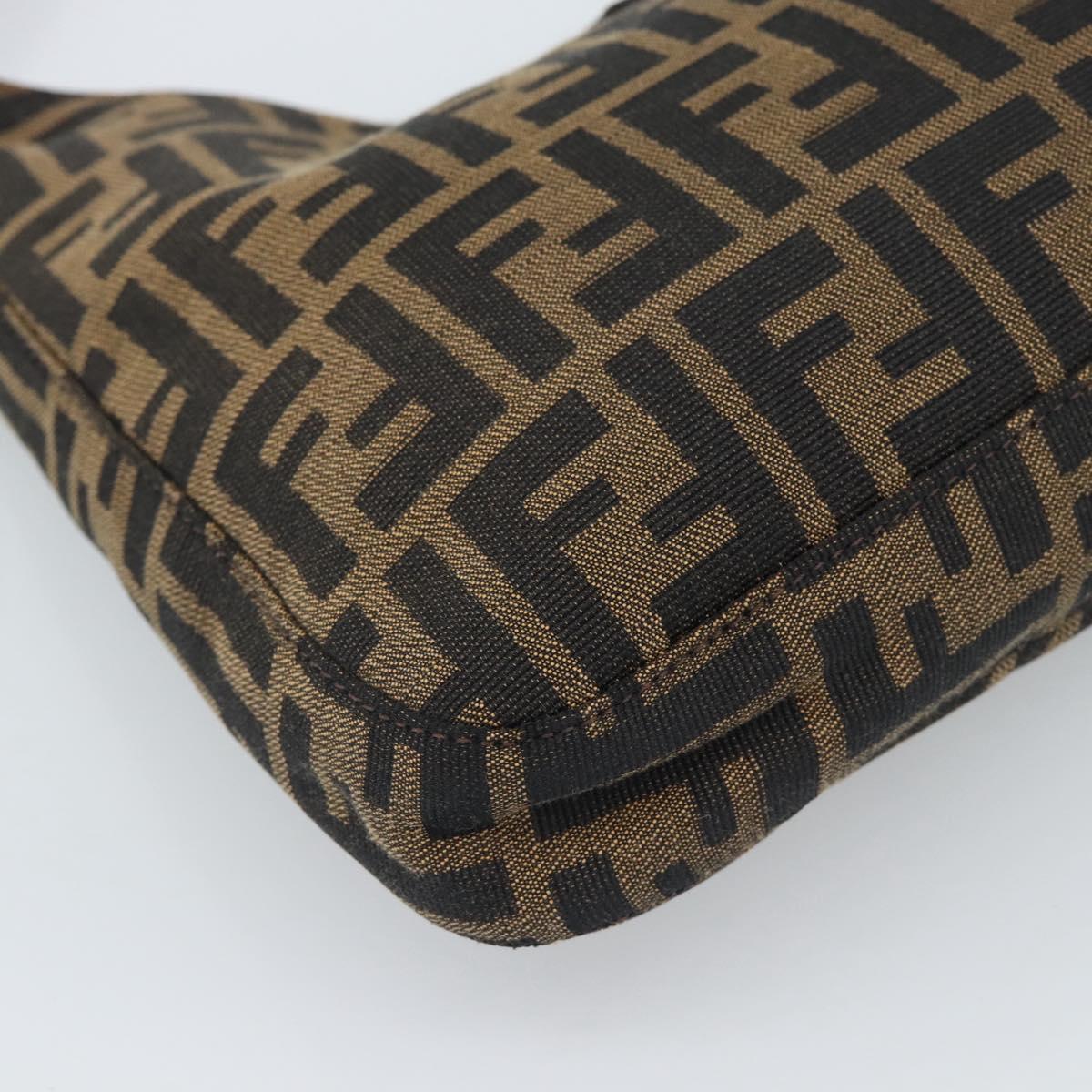 FENDI Zucca Canvas Mamma Baguette Shoulder Bag Black Brown Auth 189068V