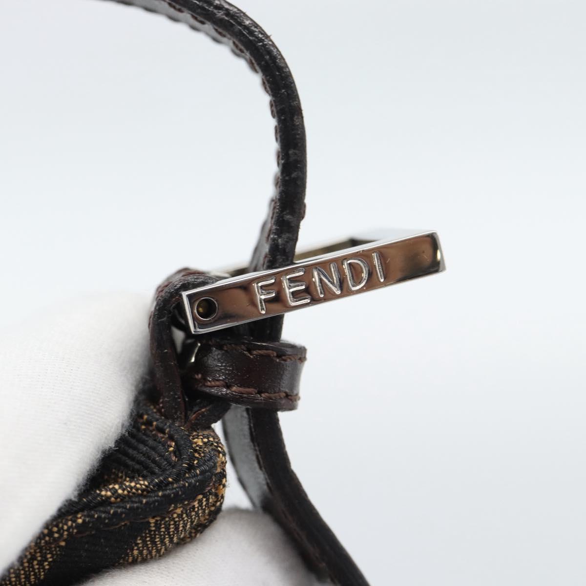 FENDI Zucca Canvas Mamma Baguette Shoulder Bag Black Brown Auth 189068V